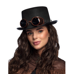 Chapeau avec lunettes adulte Steampunk  