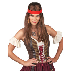 Perruque pirate ou hippie avec bandana adulte  