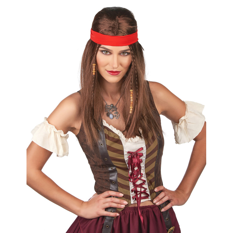 Perruque pirate ou hippie avec bandana adulte  