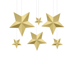 6 Etoiles √† suspendre 3D dor√©es No√´l  
