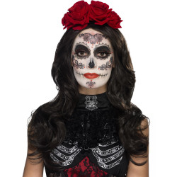 Kit maquillage glamour avec faux cils et bijoux femme Dia de los muertos  