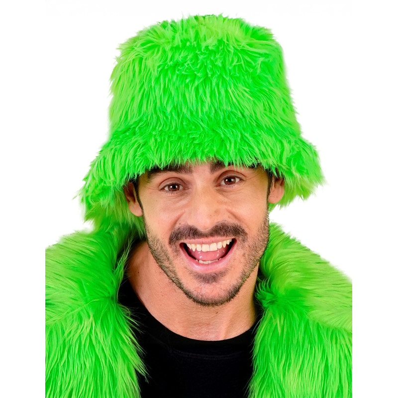 Bob en poils vert fluo adulte  