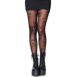 Collants r√©sille t√™te de mort femme  