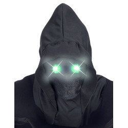 Masque int√©gral √† capuche visage invisible et yeux lumineux vert adulte  