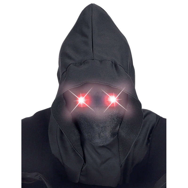 Masque int√©gral √† capuche visage invisible et yeux lumineux rouge adulte  