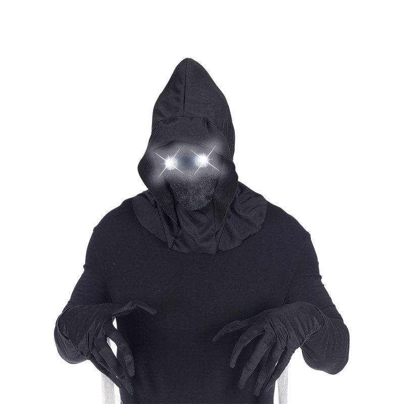 Masque int√©gral √† capuche visage invisible et yeux lumineux blanc adulte  