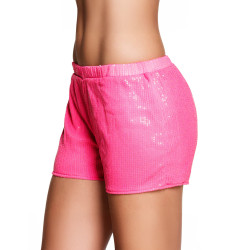 Shorty √† sequins rose fluo femme  