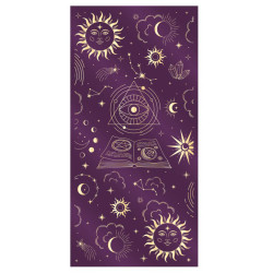 Chemin de table mystique velours violet et motifs or  
