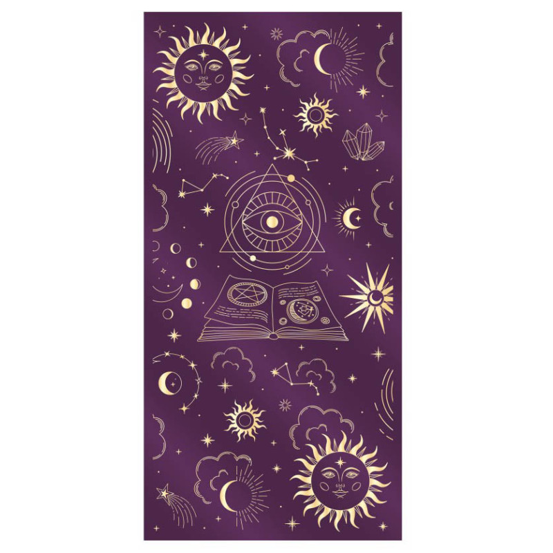 Chemin de table mystique velours violet et motifs or  