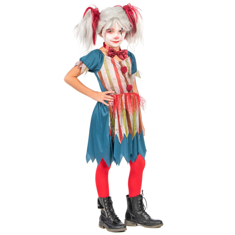 D√©guisement clown tueur color√© Halloween fille  