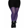 Collants ray√©s noirs et violets grande taille femme  