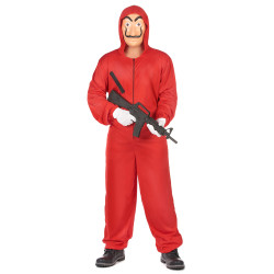 D√©guisement combinaison voleur rouge adulte  