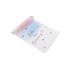 Chemin de table en tissu fille ou gar√ßon rose bleu et or 28 cm x 5 m baby shower  