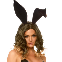 Serre-t√™te oreilles de lapin luxe articul√©es noires adulte  