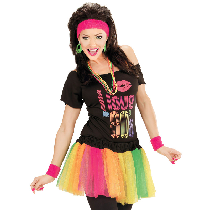 Tutu multicolore fluo court femme  