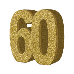 D√©coration de table 60 ans dor√©e 20 x 20 cm  