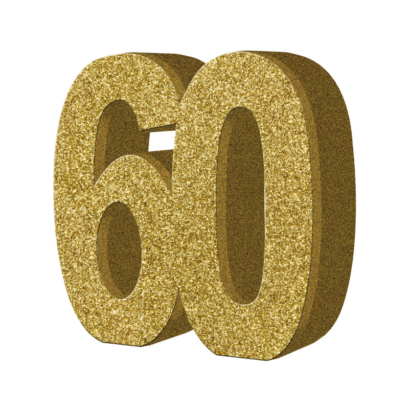 D√©coration de table 60 ans dor√©e 20 x 20 cm  