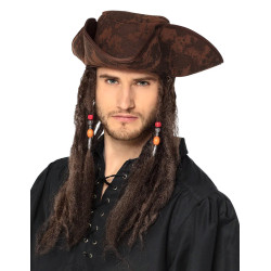 Chapeau tricorne pirate marron adulte  