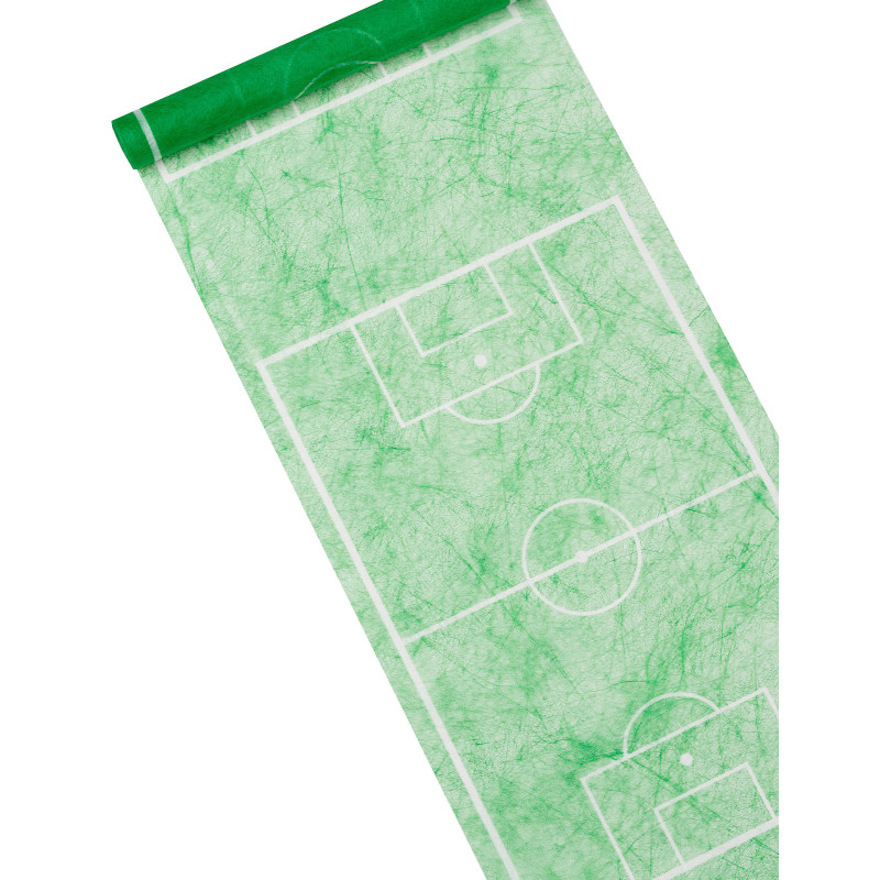 Chemin de table vert motif terrain de foot en mati√®re non tiss√©e 30 cm x 5 m  
