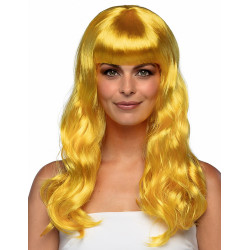 Perruque longue jaune femme  