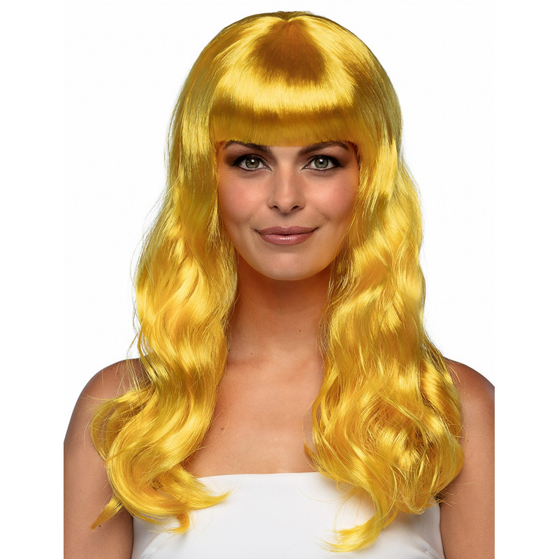 Perruque longue jaune femme  
