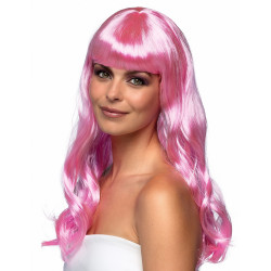 Perruque longue rose p√¢le femme  