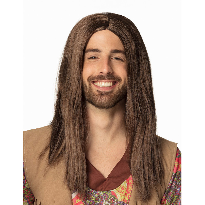 Perruque hippie marron adulte  