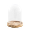Cloche verre sur support bois 21cm  