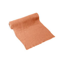 Chemin de table gaze de coton terracotta vieux rose 30 cm x 3 m boh√®me  