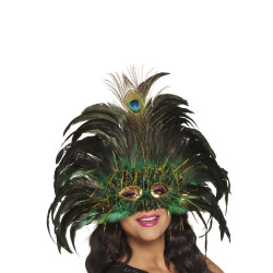 Loup paon v√©nitien avec plumes adulte  