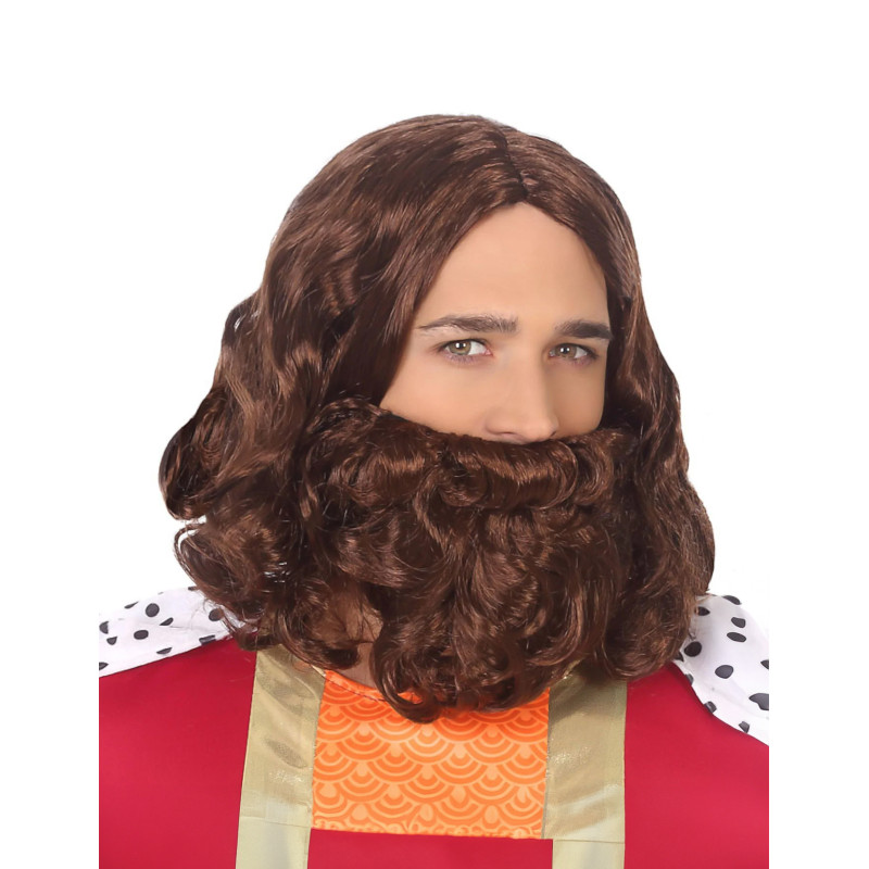 Perruque et barbe ch√¢tain Jesus adulte  