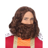 Perruque et barbe ch√¢tain Jesus adulte  
