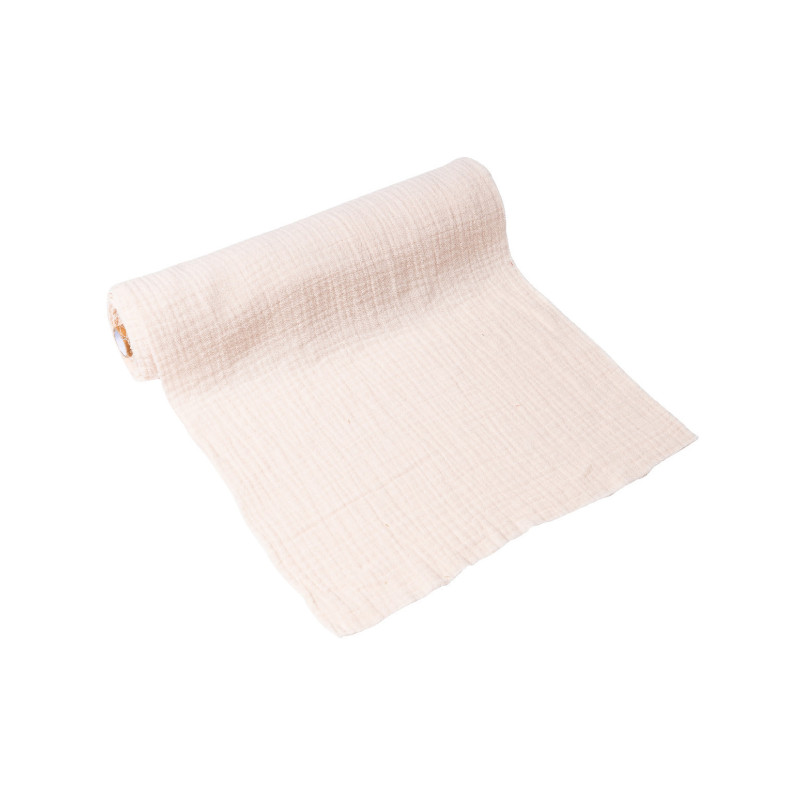 Chemin de table gaze de coton cr√®me 30 cm x 3 m naturel  
