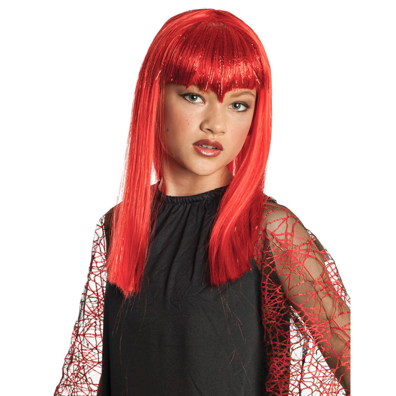 Perruque diablesse rouge fille  