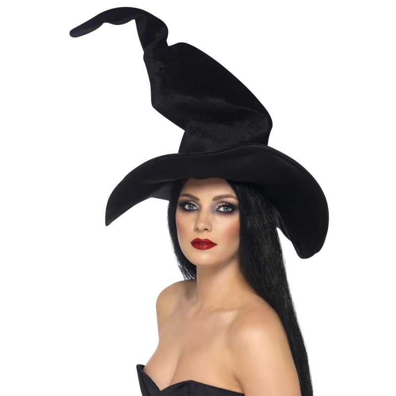 Chapeau sorci√®re noir velours femme Halloween  