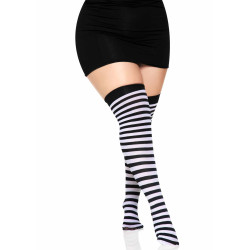 Bas √† rayures noires et blanches grande taille femme  