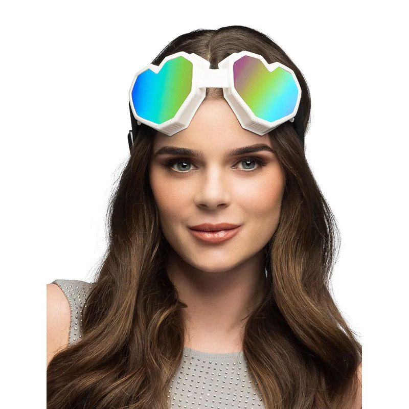 Lunettes de ski c?ur blancs adulte  