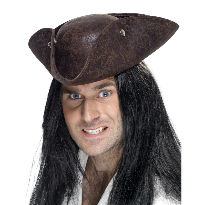 Tricorne pirate marron adulte  