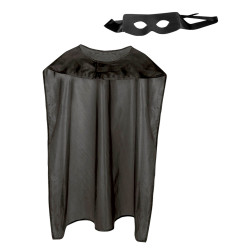 Kit cape et masque super h√©ros noir adulte  
