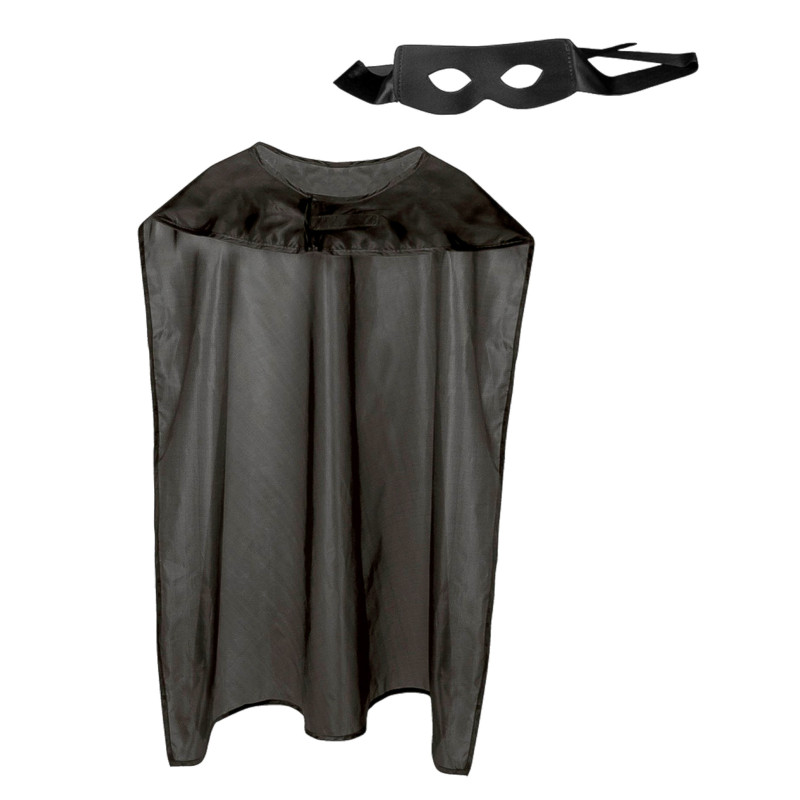 Kit cape et masque super h√©ros noir adulte  