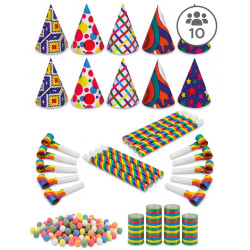 Kit cotillons multicolores 10 personnes  