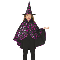 Kit cape et chapeau de sorci√®re chauve-souris enfant  