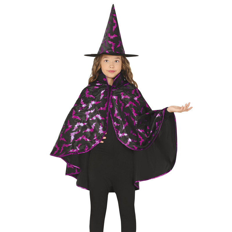 Kit cape et chapeau de sorci√®re chauve-souris enfant  