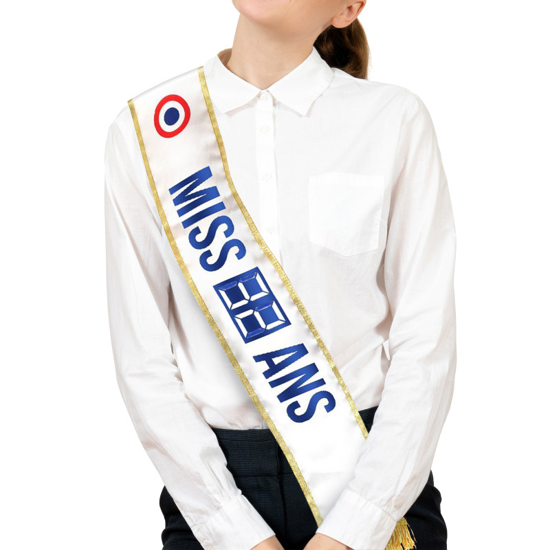 Echarpe de miss personnalisable anniversaire avec dipl√¥me et feutre  