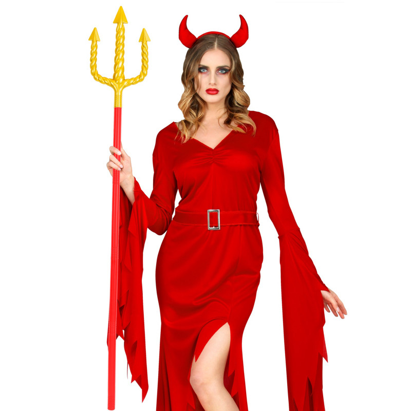 Fourche de diable rouge et or 137 cm  