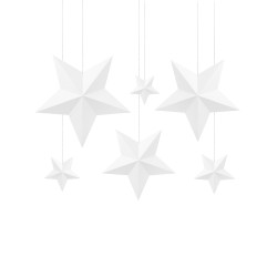 6 Etoiles √† suspendre 3D blanches no√´l  
