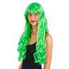 Perruque longue ondul√©e Vert fluo avec frange femme  