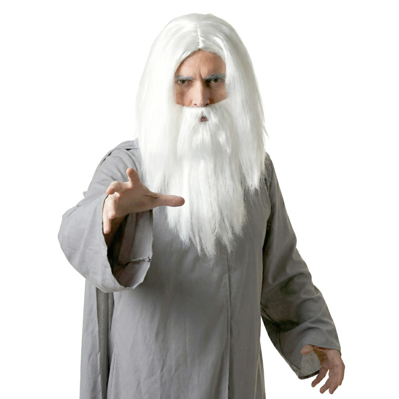 Perruque sorcier avec barbe homme  