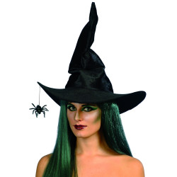 Chapeau sorci√®re noir avec araign√©e femme Halloween  