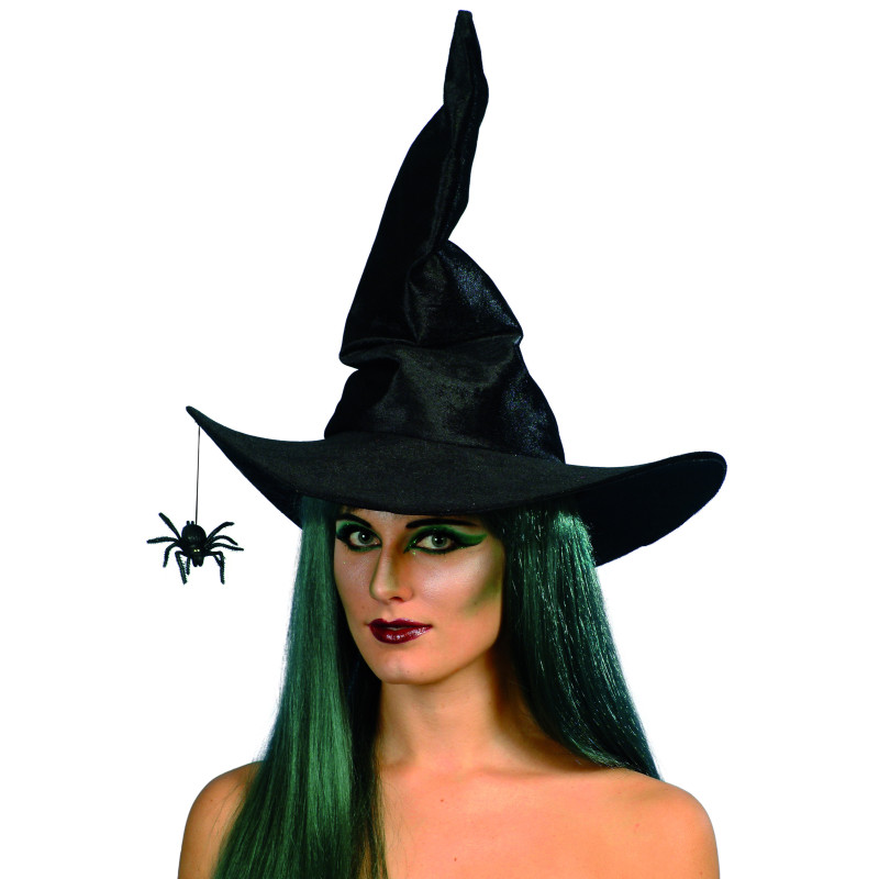 Chapeau sorci√®re noir avec araign√©e femme Halloween  